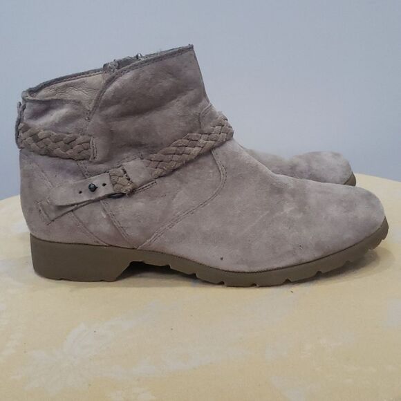 Teva Boot Womens 8.5 De La Vina Taupe Suede Ankle Braided Straps Waterproof - Picture 4 of 7